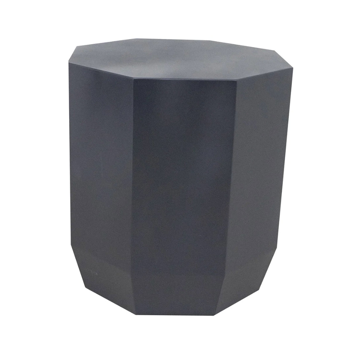 Geometric grey side table on a white background