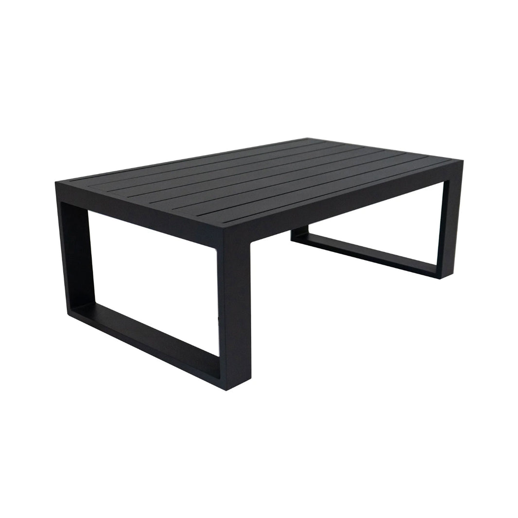 Grey rectangular outdoor table on a white background