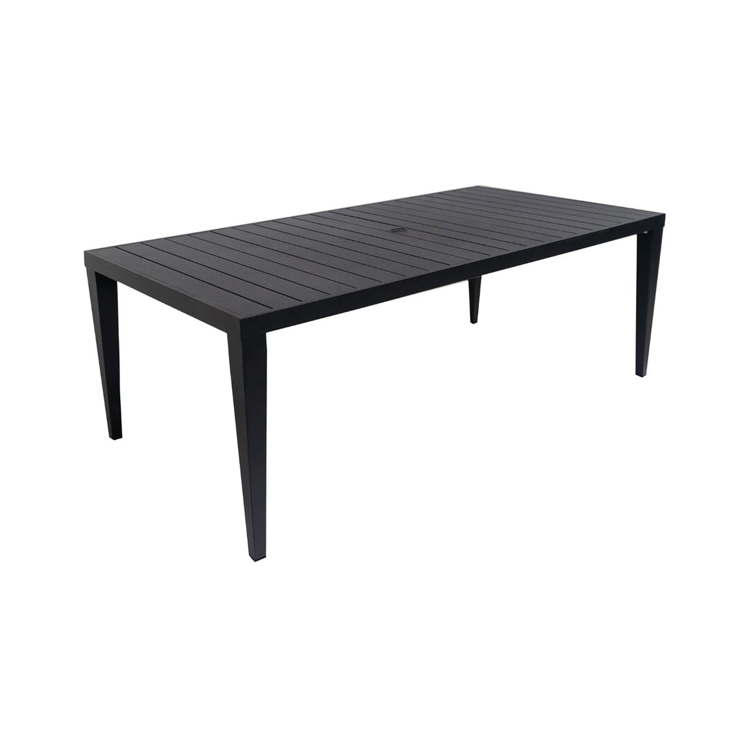 Grey rectangular outdoor table on a white background