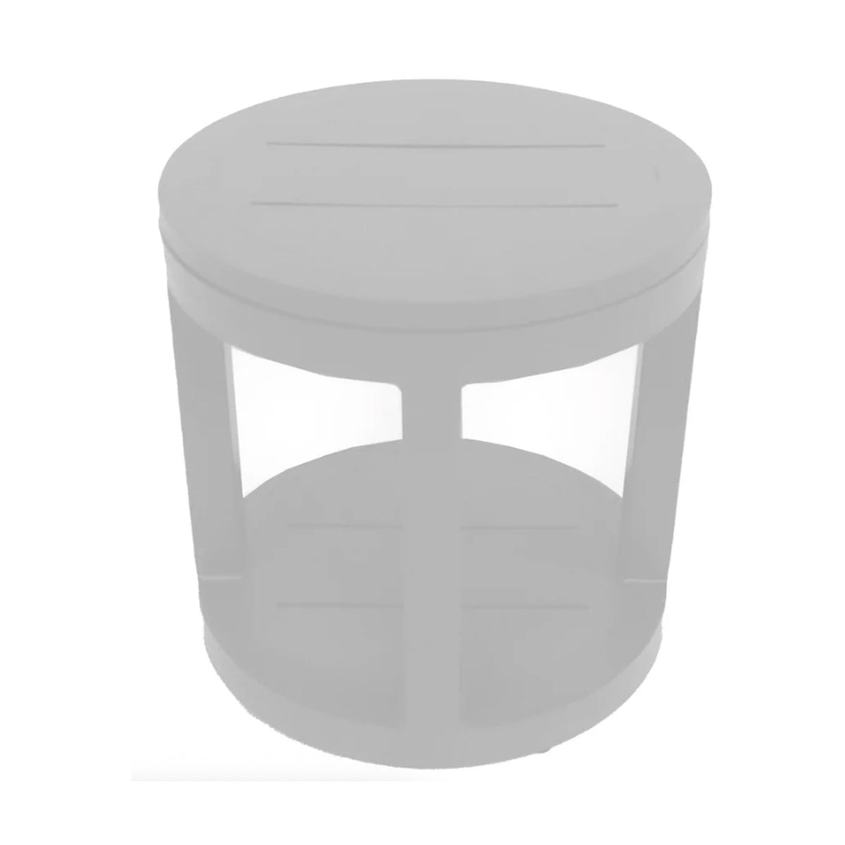 White round side table on a white background. 
