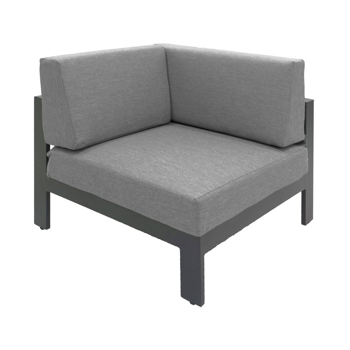Gray outdoor corner piece of a sectional on a white background