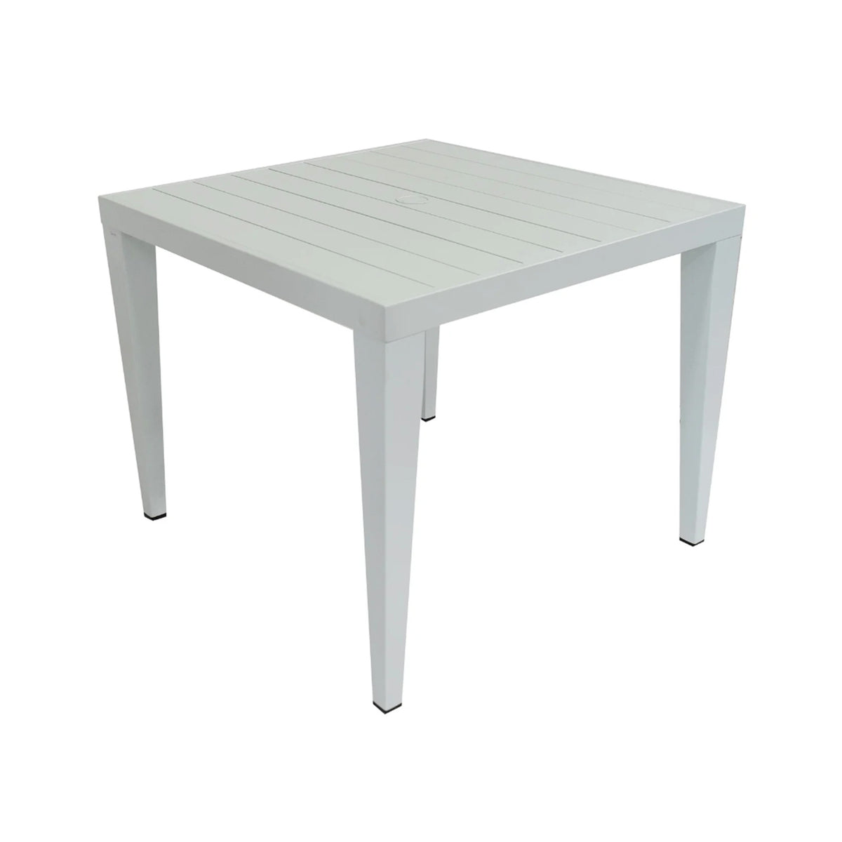 White square dining table on a white background