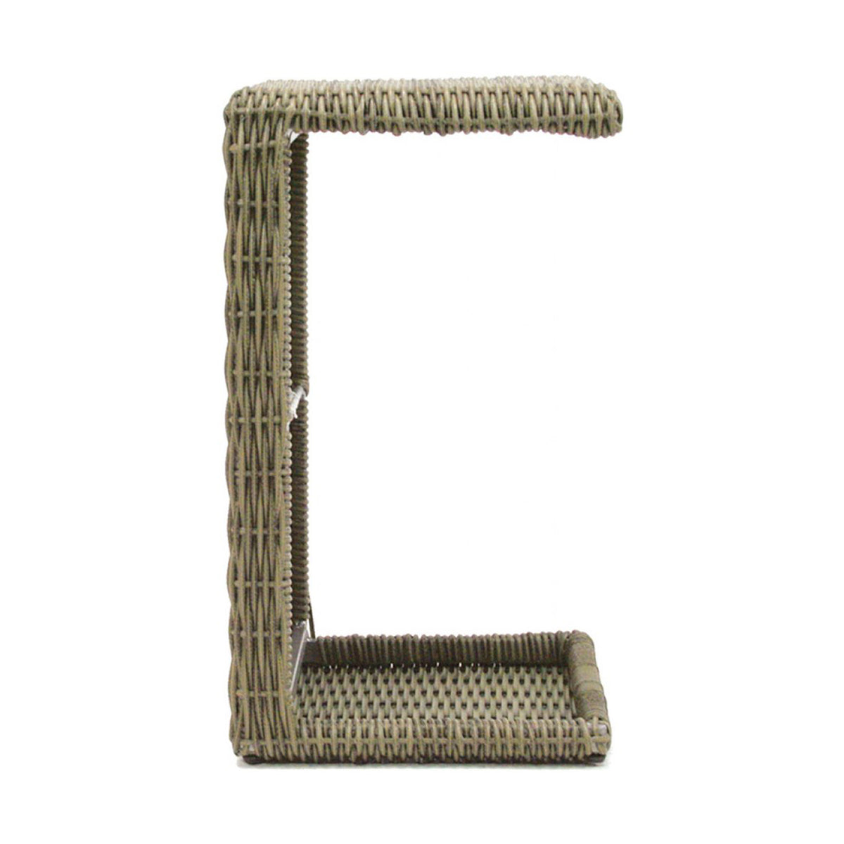 Wicker side table on a white background