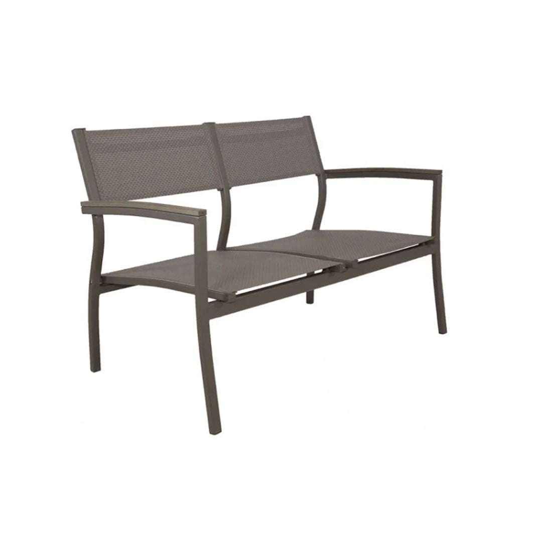 Grey outdoor bench on a white background